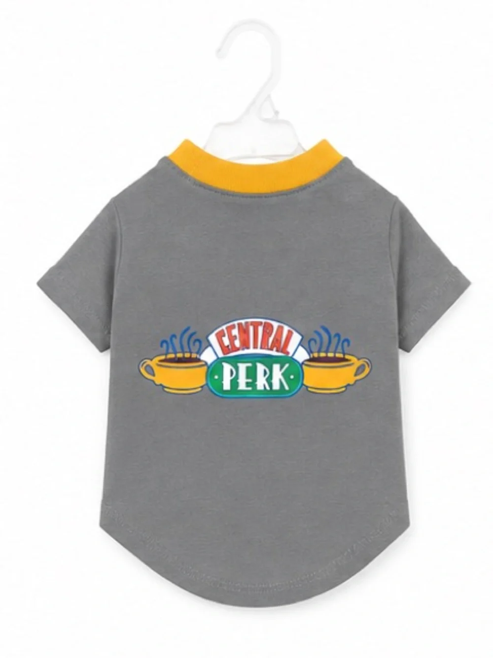 NEW - Friends “Central Perk” Dog Pet T-Shirt Gray Yellow Size Medium M